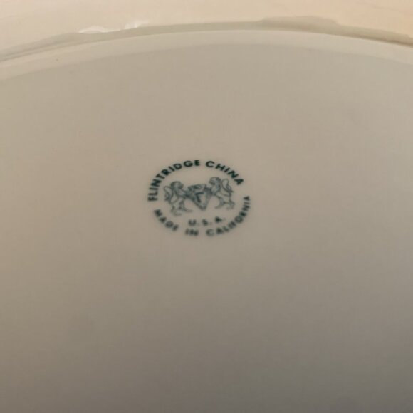 Flintridge China Huntington Oval Serving Bowl 9.75" Gold Band California MCM Vtg - Picture 9 of 9
